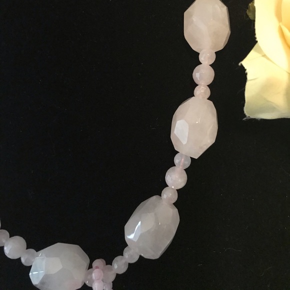 Vintage Faceted Rose Quartz Gemstone 14K Gold Clasp Beaded Pendant Necklace 18”L - Picture 12 of 16